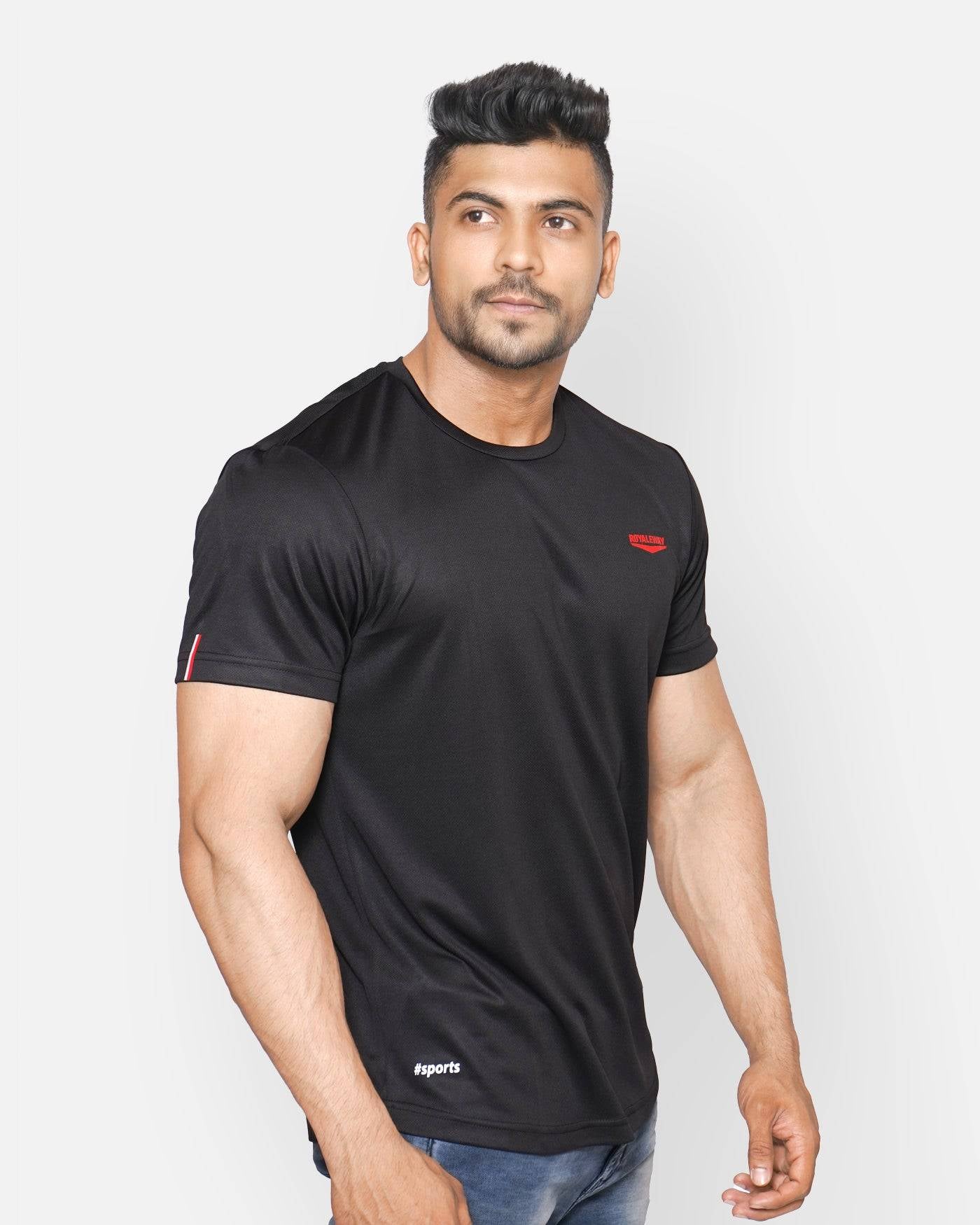 DriDOT T Shirt Apparel Men Back Venta Black & Neon Red RWM2040 Venta T-Shirt - royaleway.com