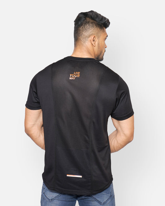 DriDOT T Shirt Apparel Men Back Venta Black & Neon Orange RWM2041