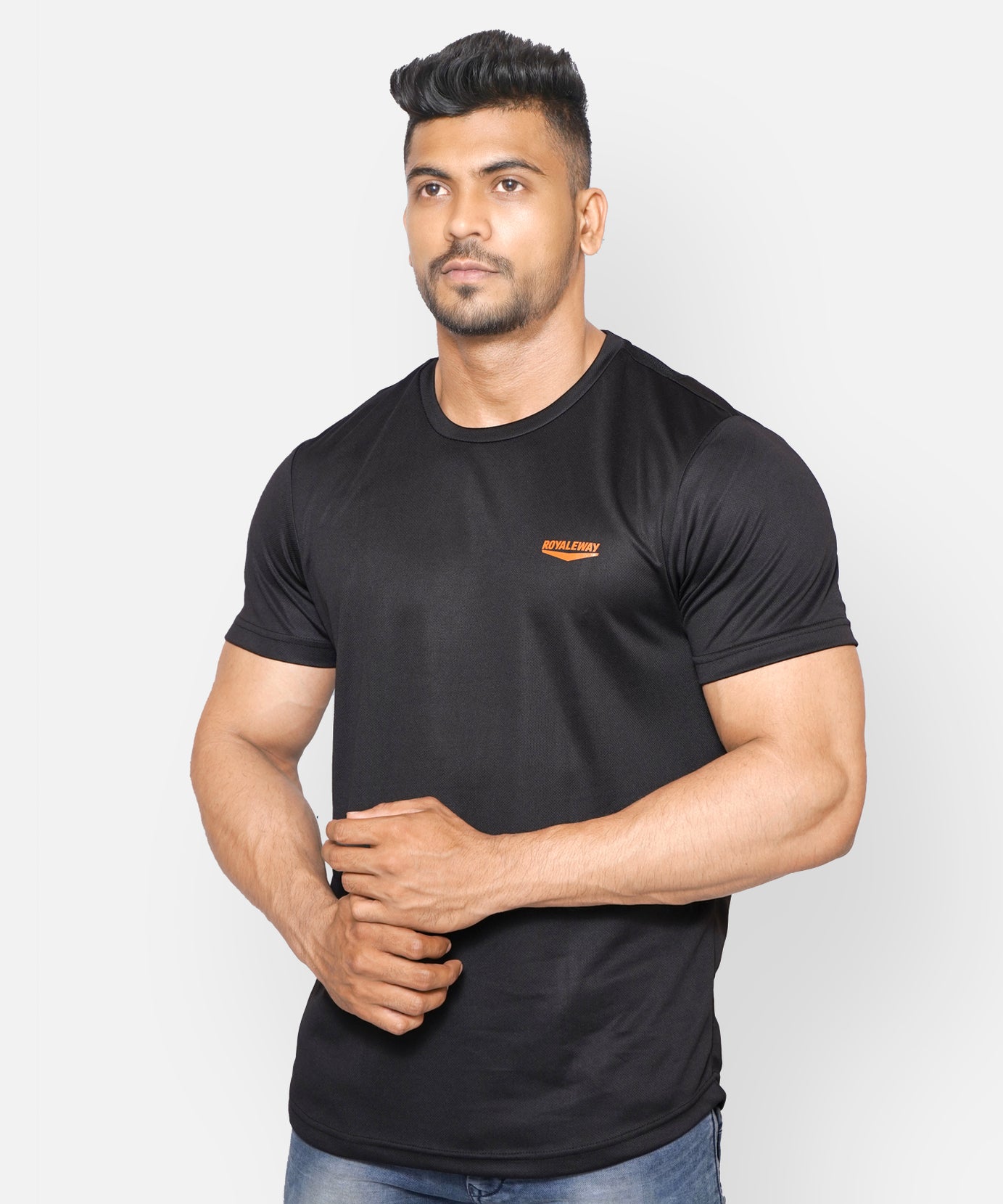 Black & Neon Orange Venta T-Shirt RWM2041 Venta T-Shirt - royaleway.com