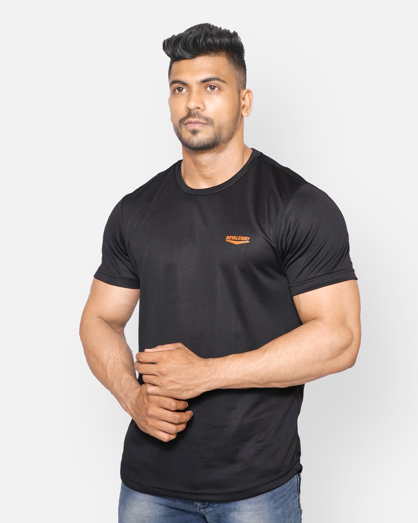 Black & Neon Orange Venta T-Shirt RWM2041 Venta T-Shirt - royaleway.com