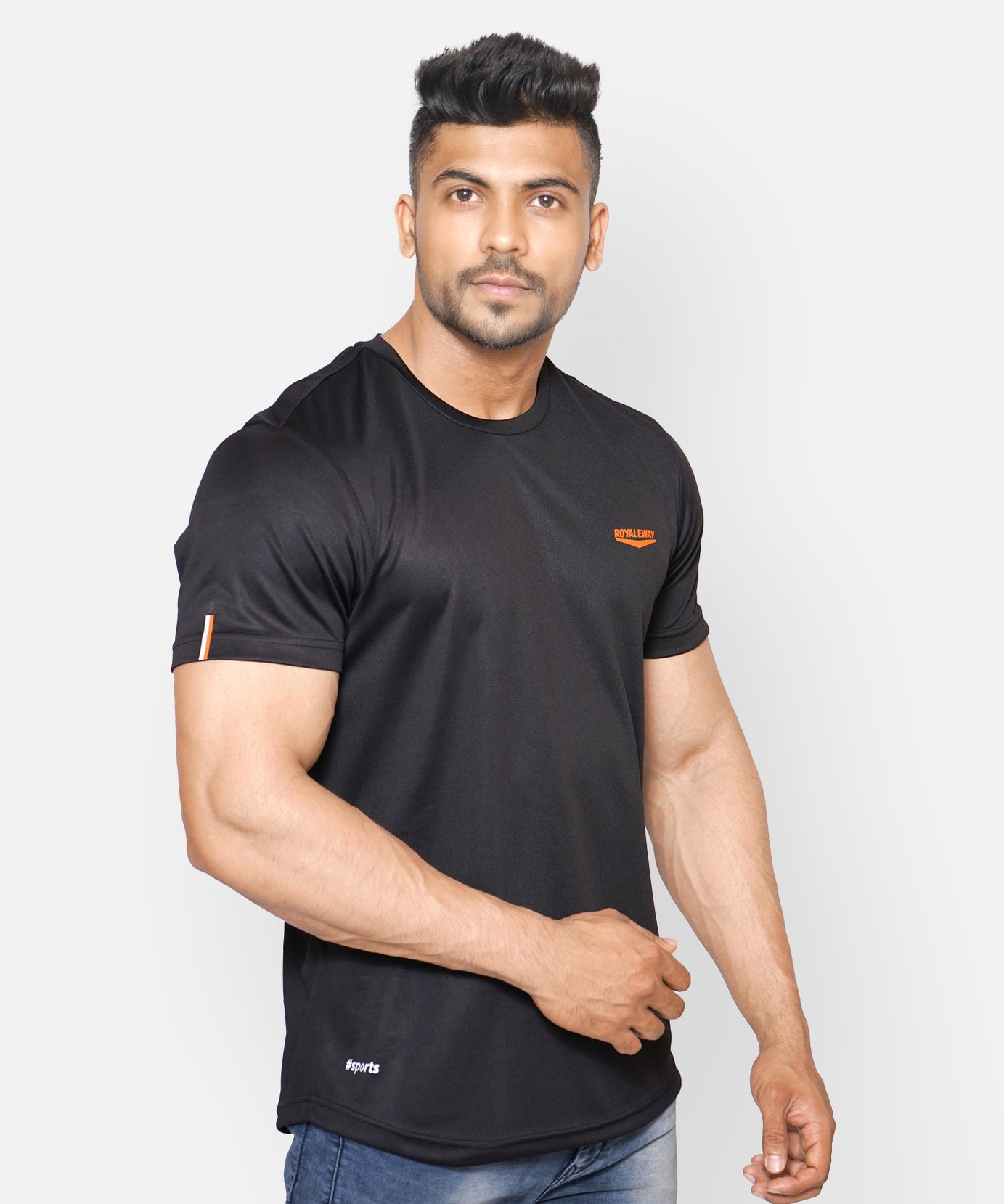 Black & Neon Orange Venta T-Shirt RWM2041 Venta T-Shirt - royaleway.com