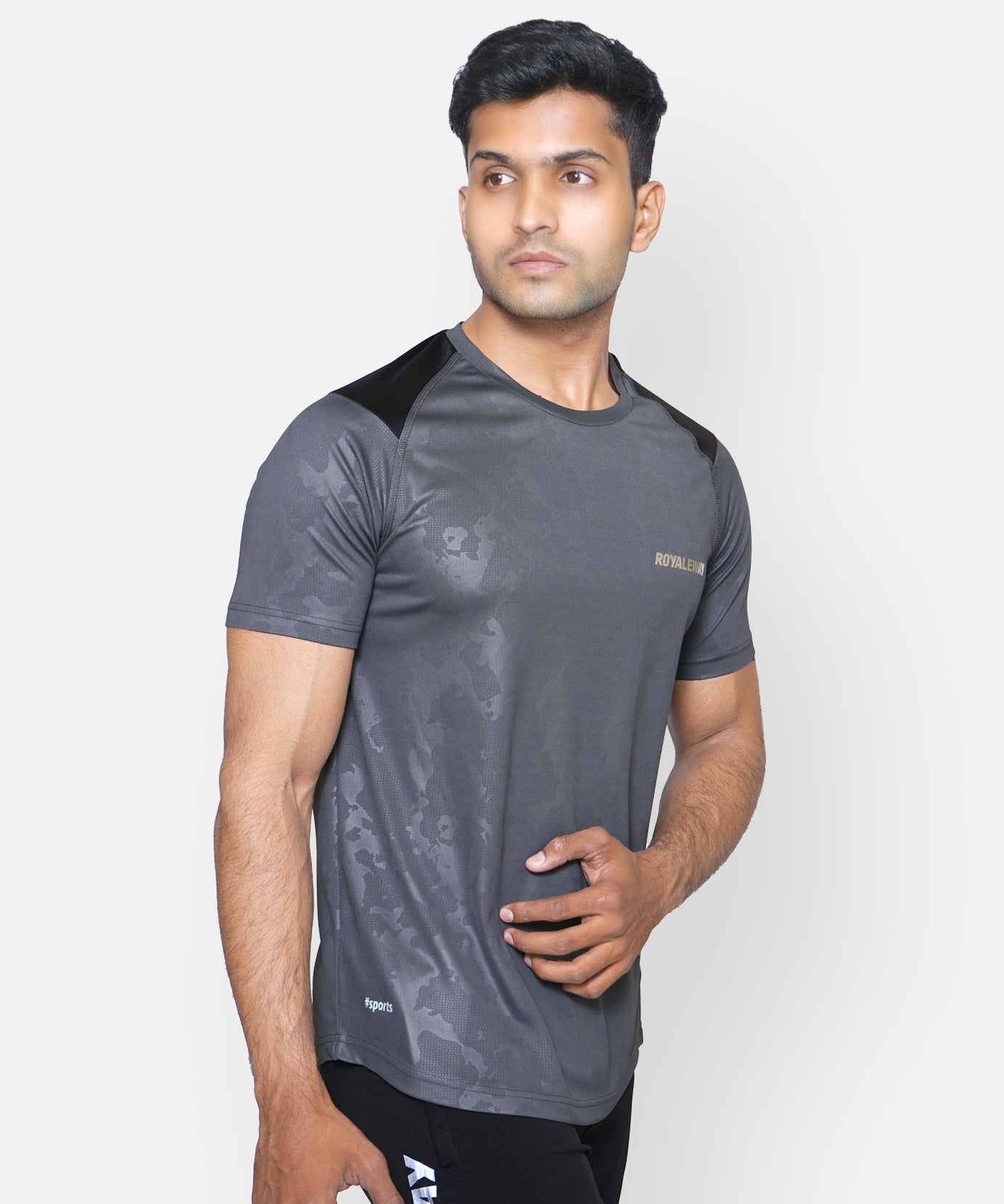 Grey Camouflage Raglan T-Shirt RWM2046 Raglan T-Shirt - royaleway.com