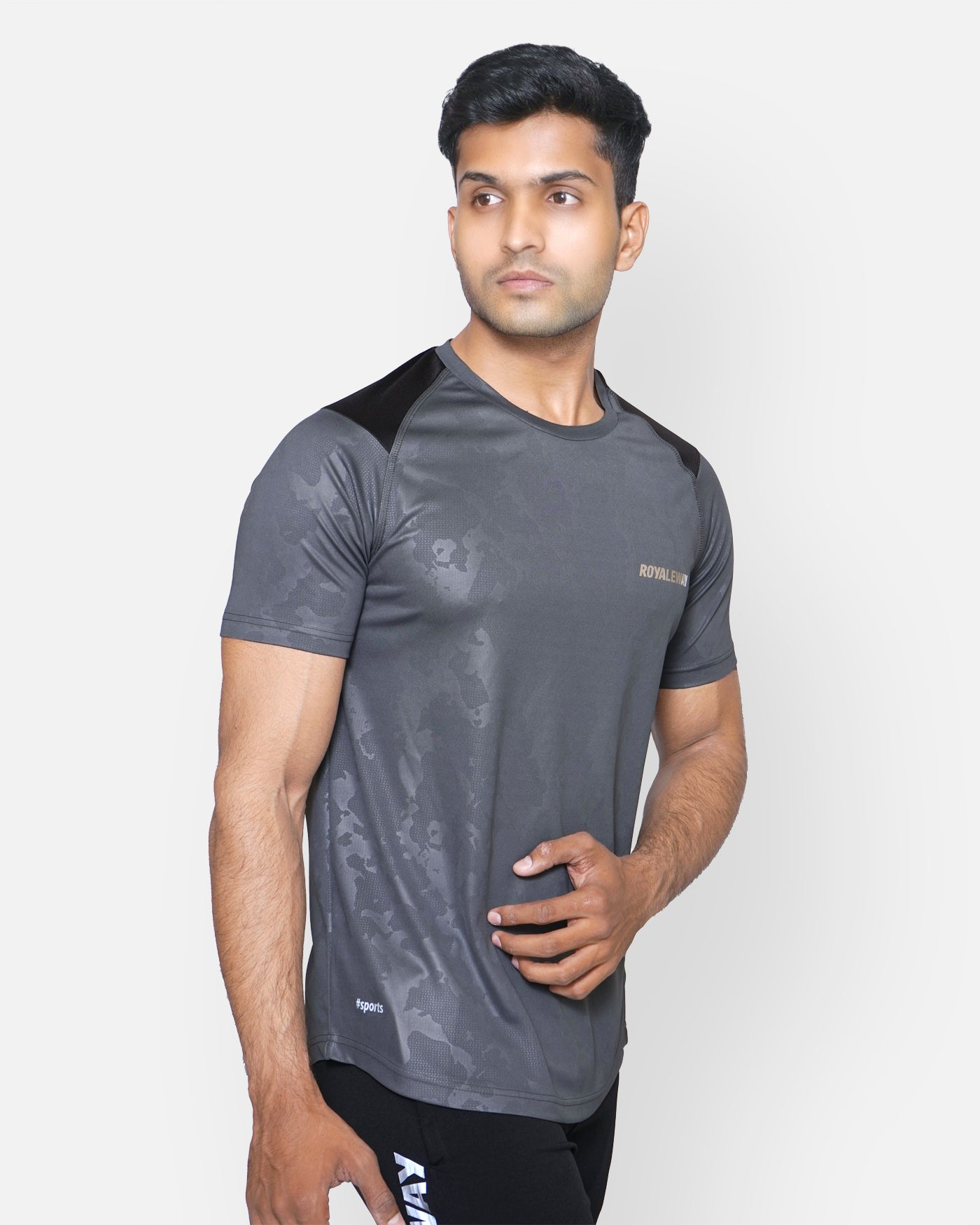 Grey Camouflage Raglan T-Shirt RWM2046 Raglan T-Shirt - royaleway.com