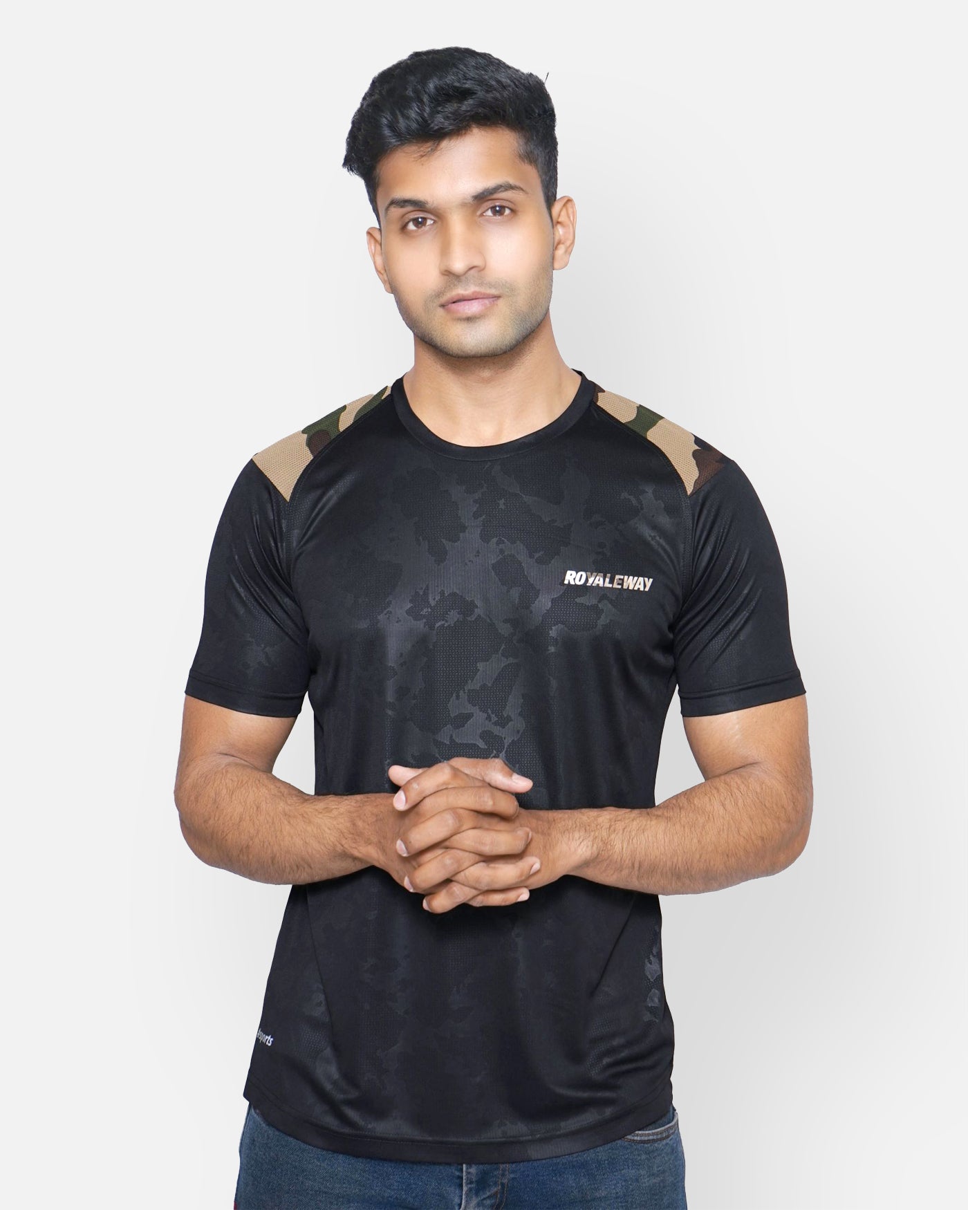 Black Camouflage Raglan T-Shirt RWM2044 Raglan T-Shirt - royaleway.com