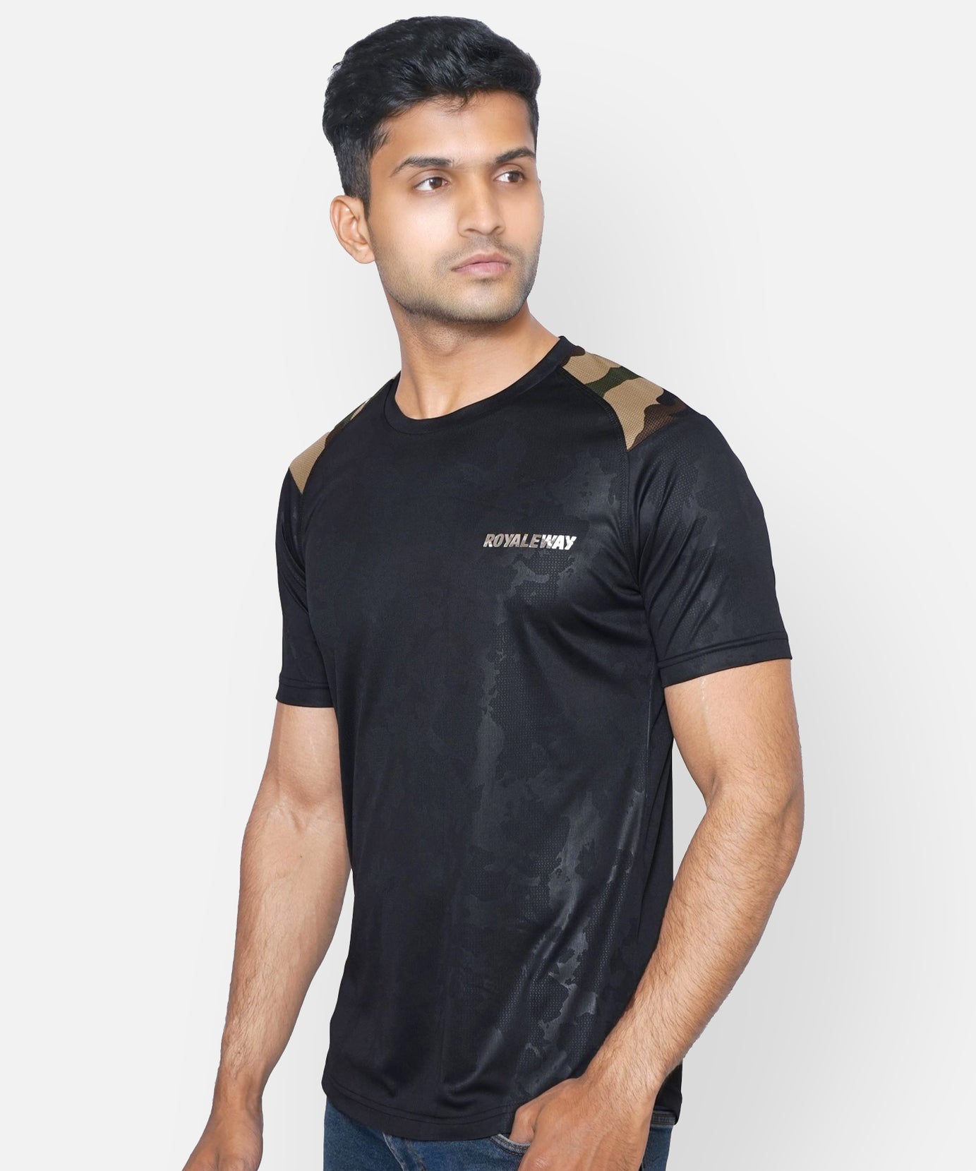 Black Camouflage Raglan T-Shirt RWM2044 Raglan T-Shirt - royaleway.com