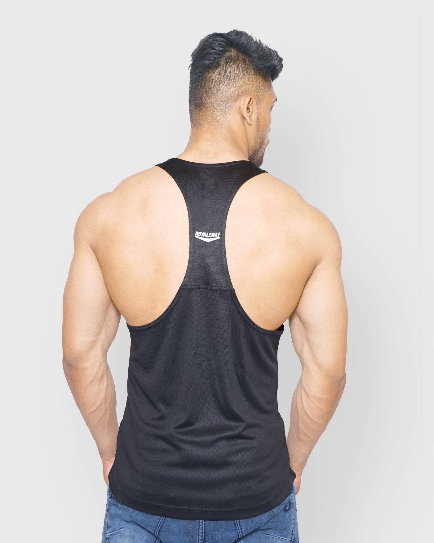 DriDOT Black Vest Gym Sando RWM4002 DriDOT Vest - royaleway.com
