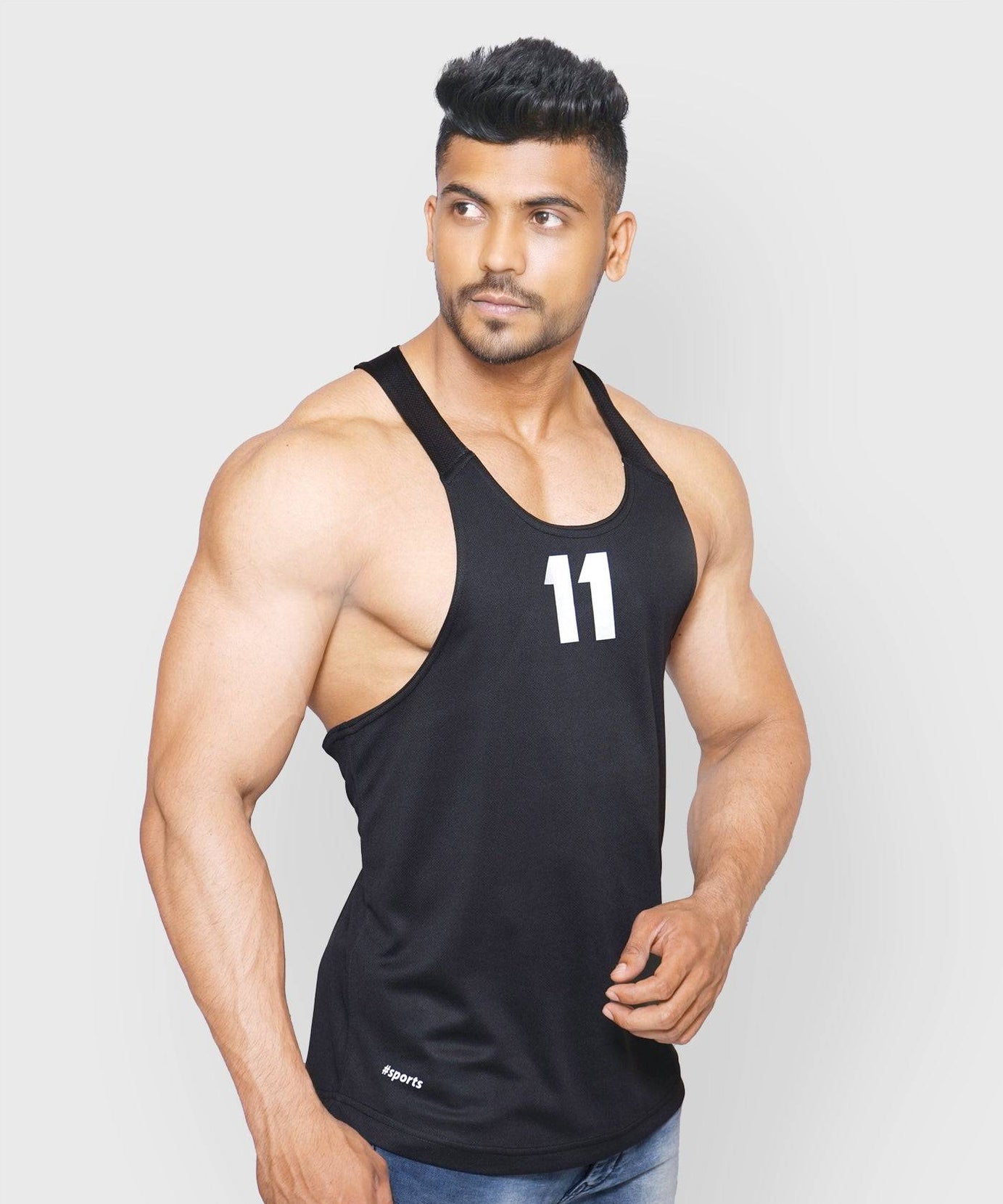 DriDOT Black Vest Gym Sando RWM4002 DriDOT Vest - royaleway.com