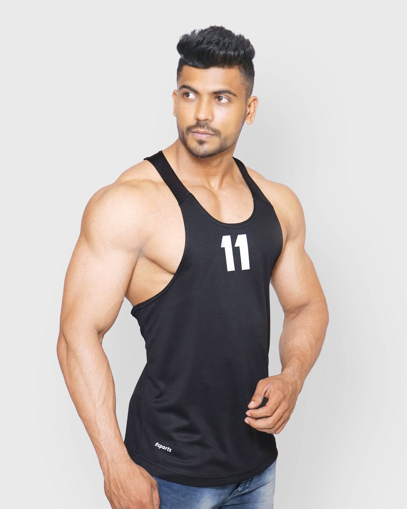 DriDOT Black Vest Gym Sando RWM4002 DriDOT Vest - royaleway.com