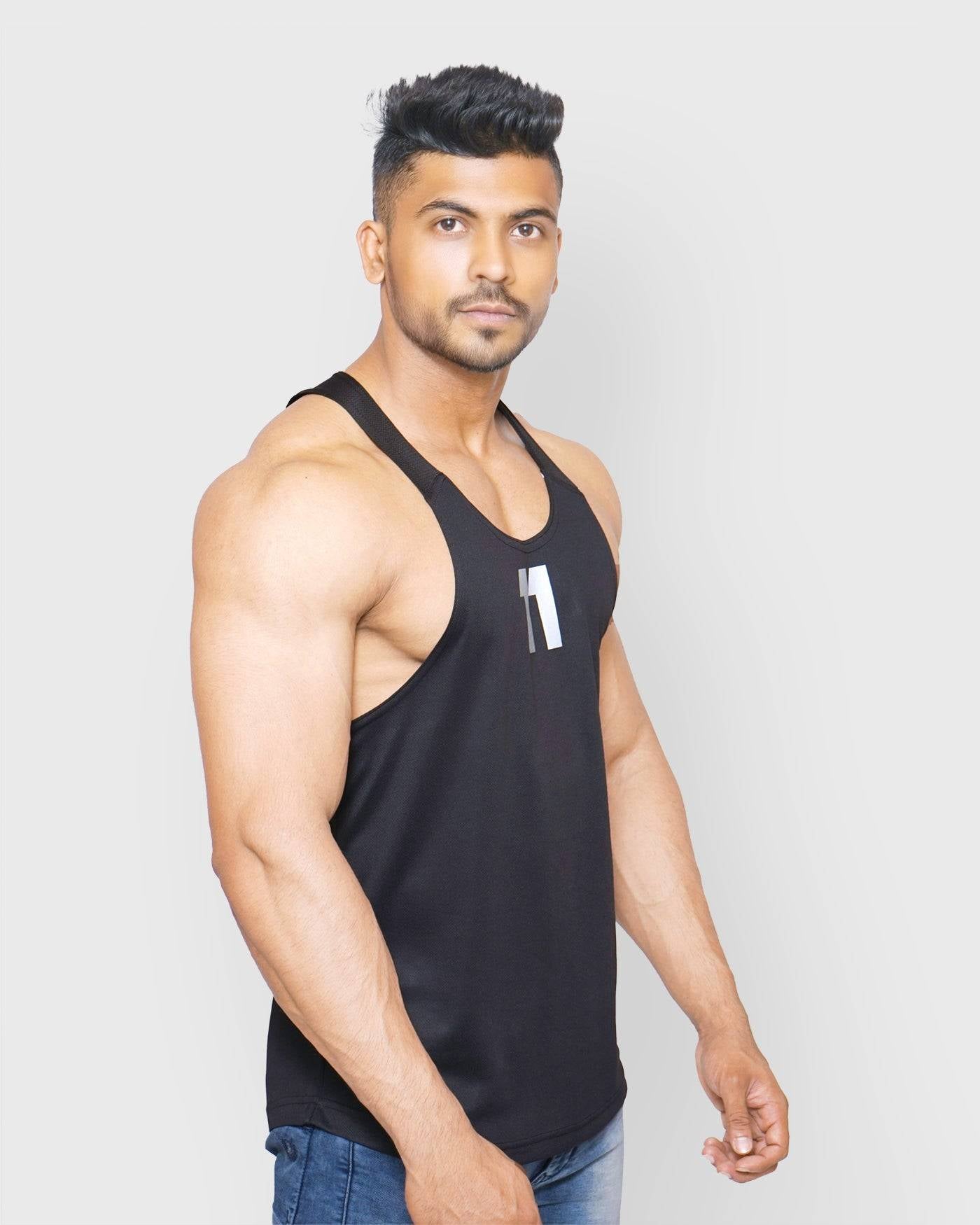 DriDOT Black Vest Gym Sando RWM4002 DriDOT Vest - royaleway.com