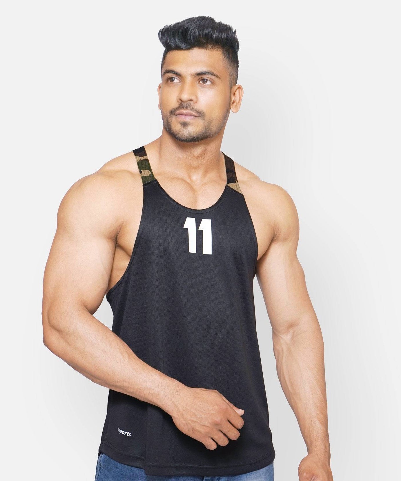 Camouflage Black Gym Sando RWM4003 DriDOT Vest - royaleway.com