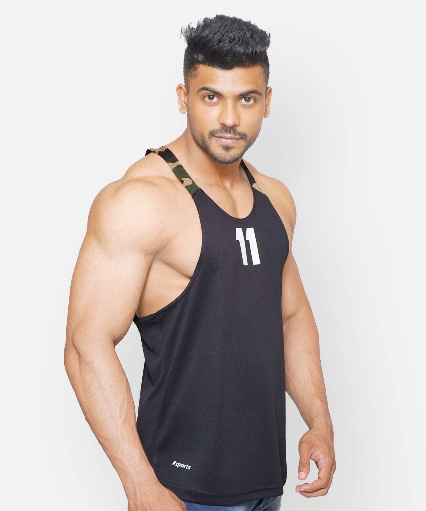 Camouflage Black Gym Sando RWM4003 DriDOT Vest - royaleway.com