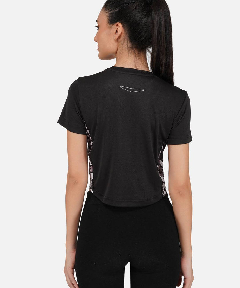 LONG BACK CROP TOP  BLACK AND REFLECTIVE RWW2027