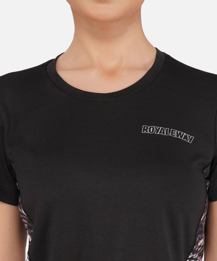 LONG BACK CROP TOP  BLACK AND REFLECTIVE RWW2027