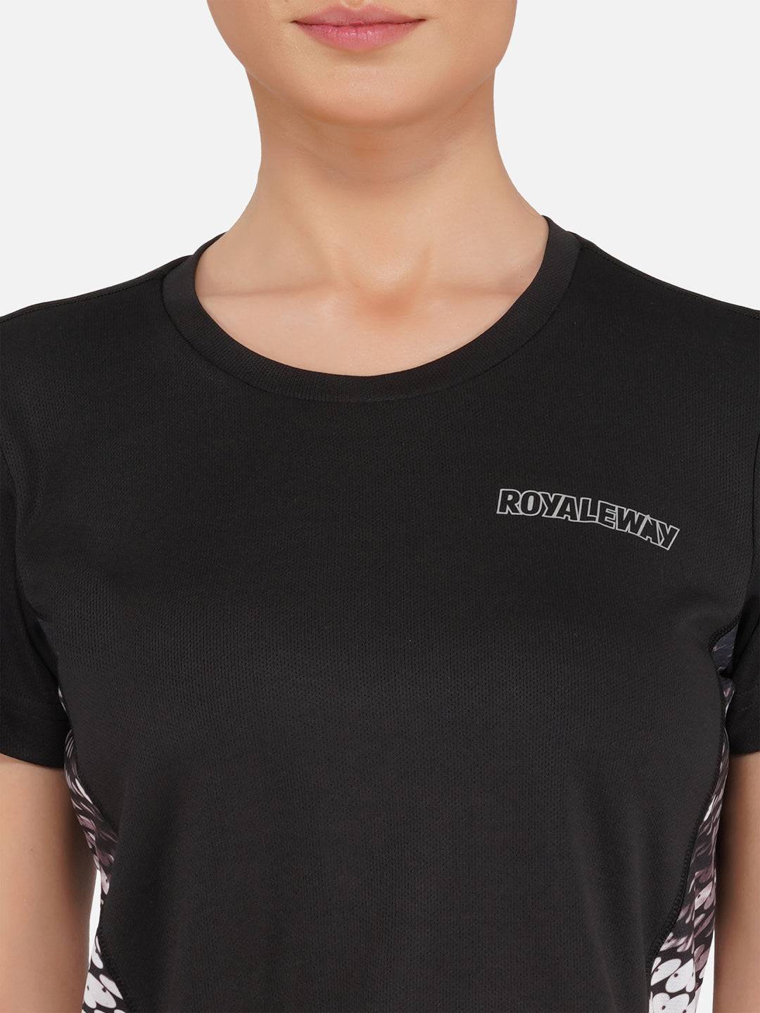 LONG BACK CROP TOP  BLACK AND REFLECTIVE RWW2027