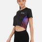 LONG BACK CROP TOP BLACK AND STEEL RWW2028