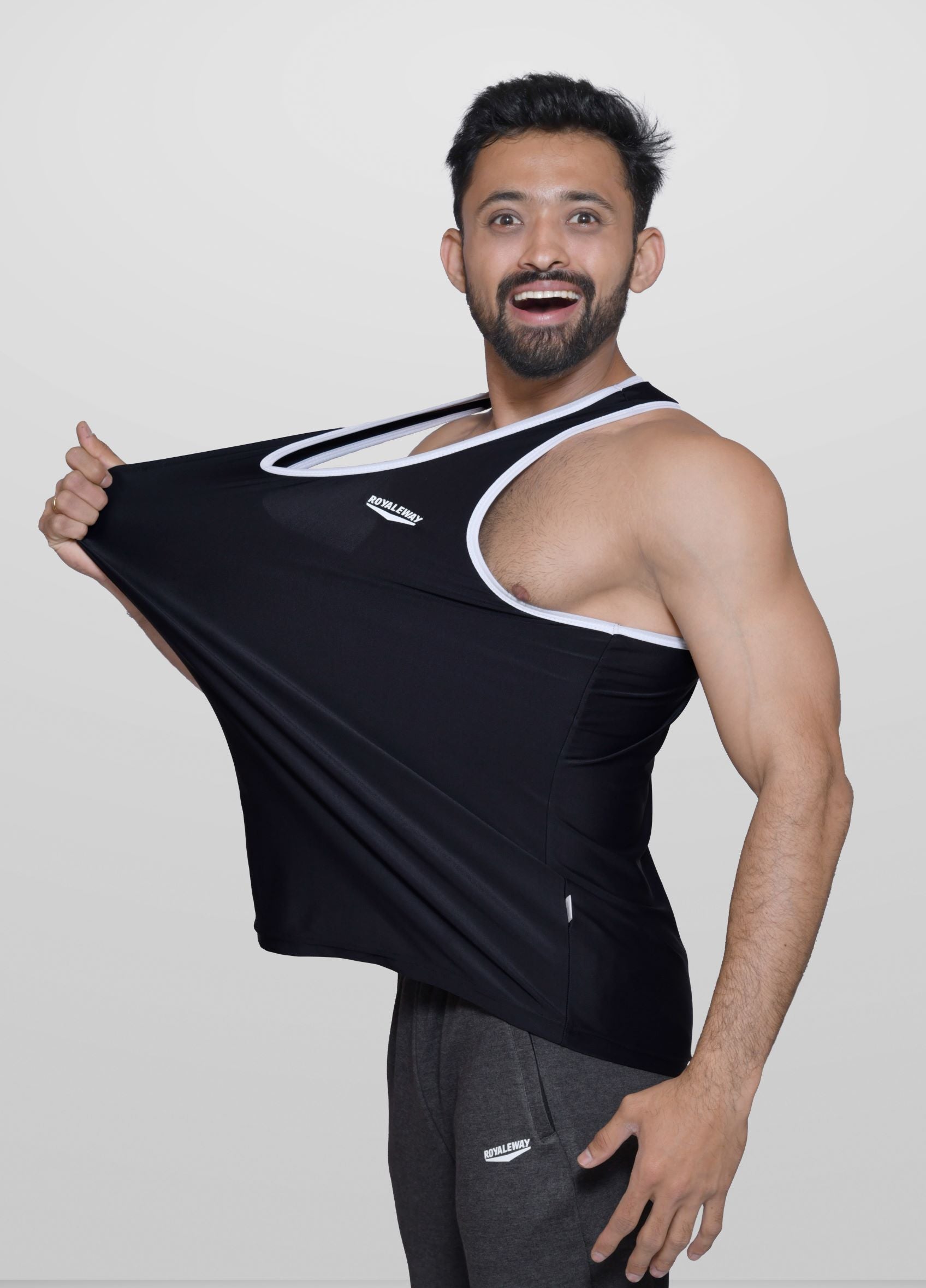 Lycra Vest Black and White Men RWM4006