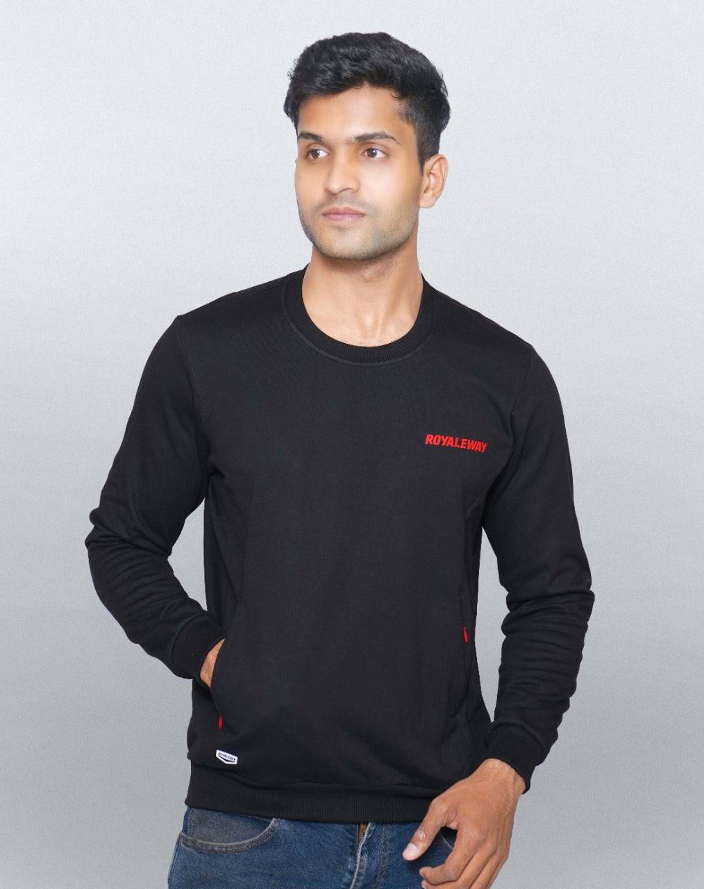 Fleece Pocket Sweatshirt Black and Red Men RWM9003